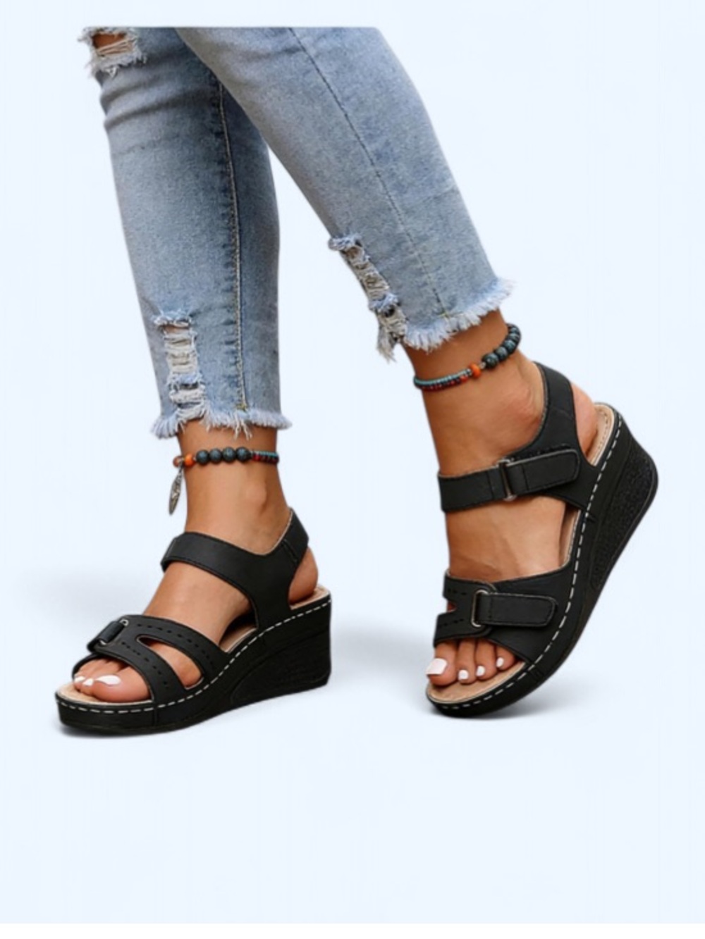 Women’s Black Adjustable Platform Sandals
